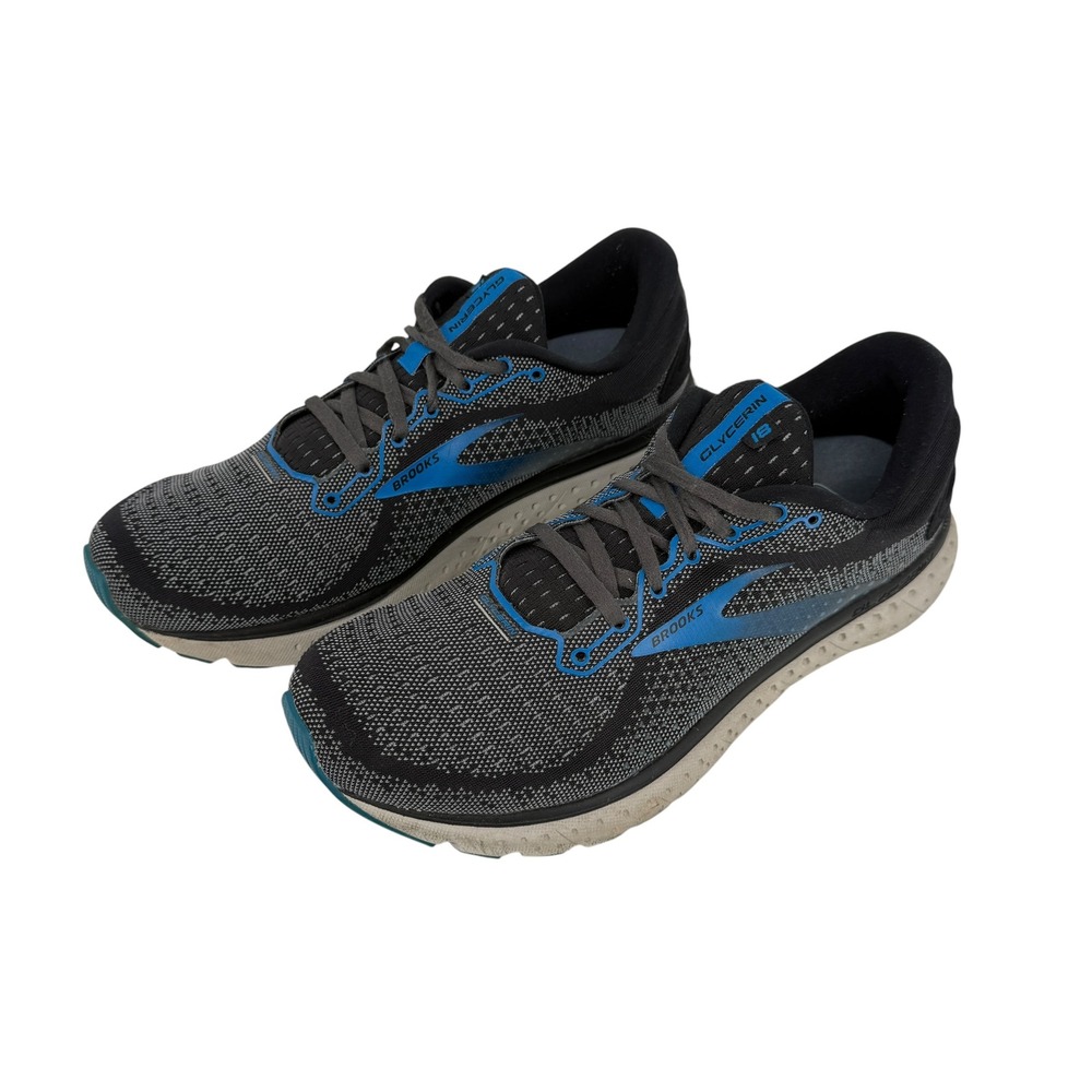 Brooks Glycerin 18 Mens 9 Running Shoes Black Blue Sneakers comfort walking